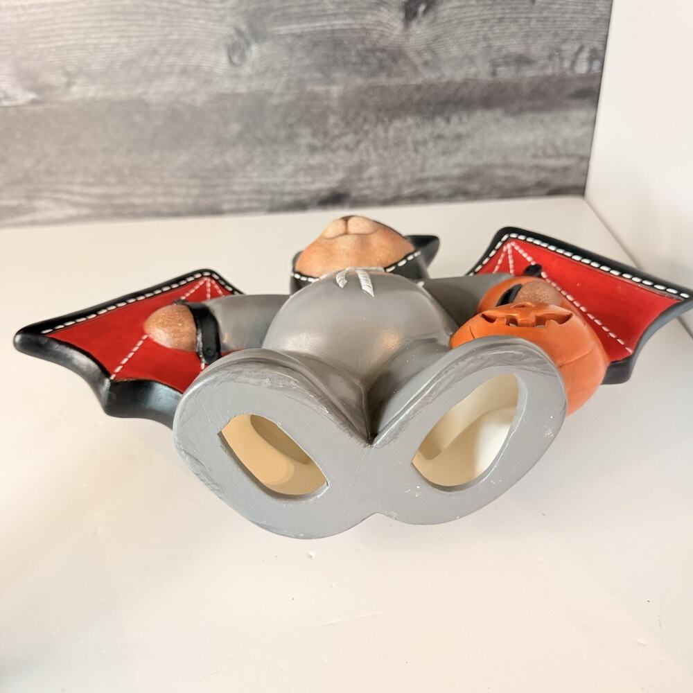 Vintage Halloween Ceramic Bear in Bat Costume Mold Figurine Statue 8" Kitschy - Picture 4 of 8